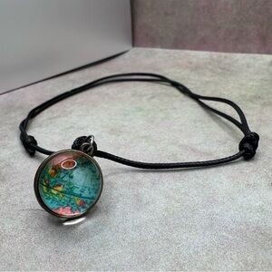 Map Globe Pendant Bracelet in Teal and Pink - Women Jewelry